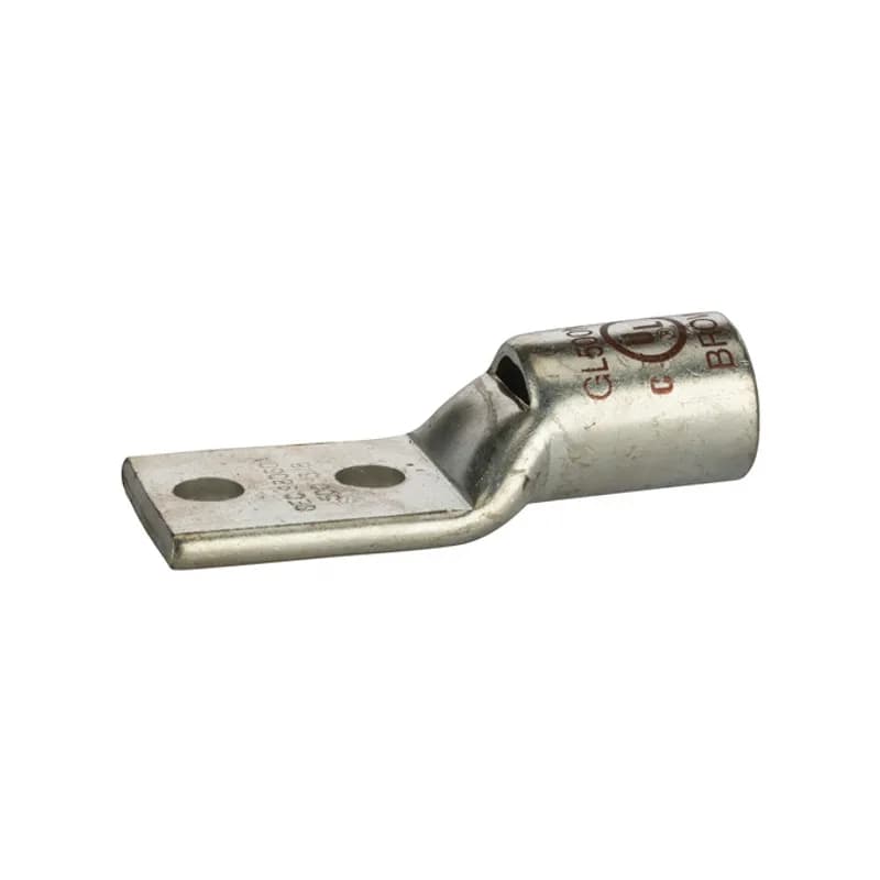 2HoleShort Barrel Copper Compression Lug w/ PeepHole500MCM-3/8" Bolt Short Barrel Copper Compression Lugs with PeepHoleis a type of copper compression connector that is produced from high conductivity copper tubing. They are tin-plated to provide corrosion resistance and are marked with die index and color coded for easy reference. Listed for 35KV maximum when properly installed.