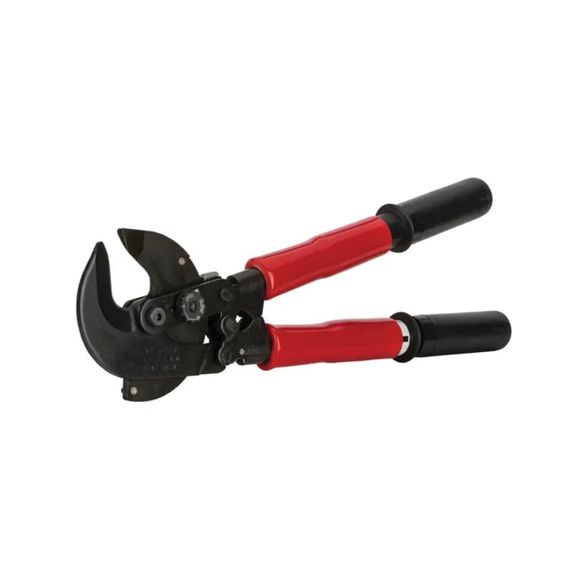 NSI Industries CCR-750 - Ratchet-Drive 20" Cable Cutter - 750 MCM APPLICATIONS: The Rugged, compact and lightweight ratchet drive cable cutter for use with copper and aluminum. FEATURES: LENGTH: 20" WEIGHT: 4.5 pounds CABLE CAPACITY: 750 MCM FOR USE WITH: Copper and Aluminum MAX INSULATION DIAMETER: 1.40 UPC: 662381670533