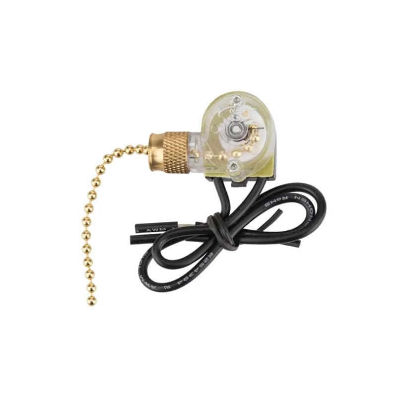 NSI Industries 75101CW - Single Pole, Single Throw 6 amp On-Off brass pull chain has a ball chain cord. 6 Amp (125 VAC) - 3 Amp (250 VAC)