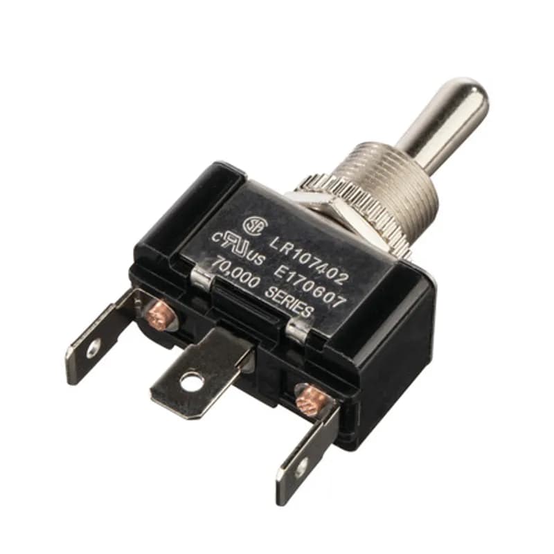 NSI Industries 78070TQ - ON OFF ON - SPDT - Large Nickel .250 QuikConnect Bat Toggle Switch