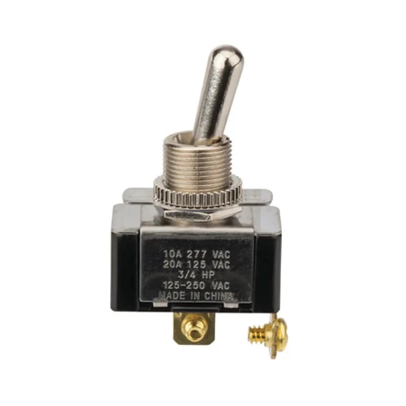 NSI Industries 78210TS - ON OFF - SPST - 20 AMP 125 VAC Large Nickel Screw Connect Bat Toggle Switch