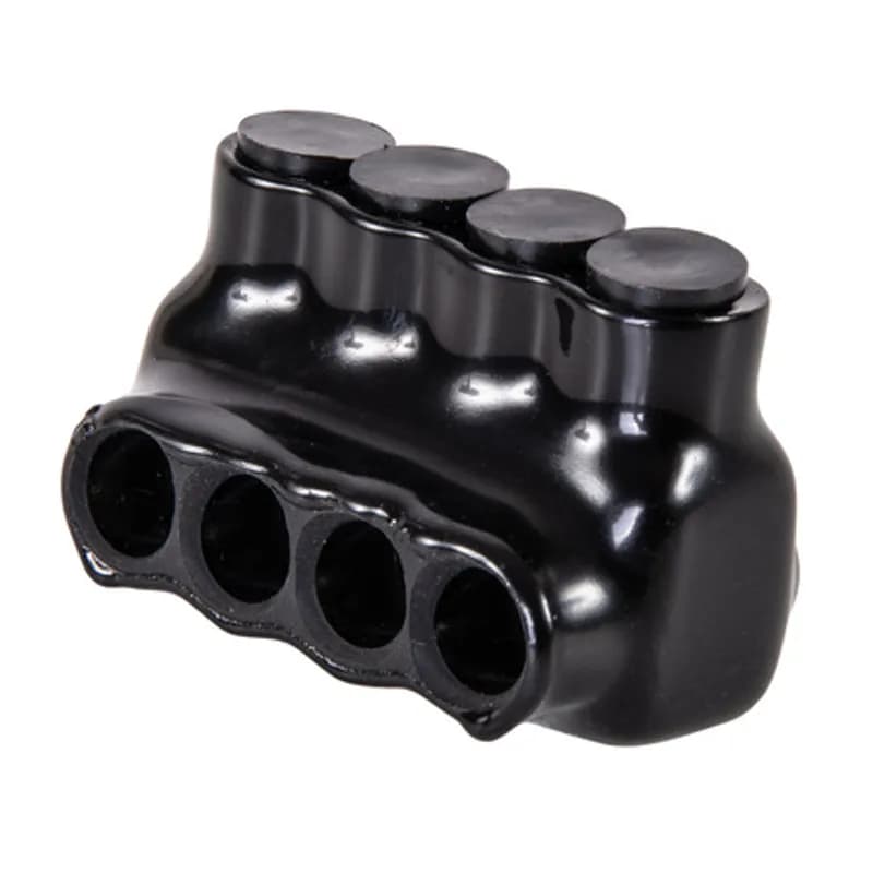 NSI Industries IPL4-4 - The Polaris IPL4-4 Multi-Tap Single Side Entry Connector features 4 ports sized for 4-14 AWG wires. The body is made from aluminum alloy wrapped in a layer of plastisol insulation. Each port is pre-loaded with an oxide inhibitor, with removable access plugs over the hex screws used to tighten the connections. Installs with a hex key and torque wrench, without any tape or additional supplies. Designed for use in a wide range of splicing applications, including installation in cable trays, panel boards, ducts, raceways or troughs.