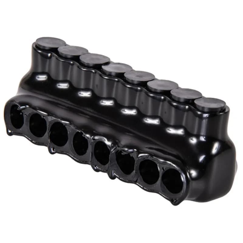 The Polaris IPL4-8 Multi-Tap Single Side Entry Connector features 8 ports sized for 4-14 AWG wires. The body is made from aluminum alloy wrapped in a layer of plastisol insulation. Each port is pre-loaded with an oxide inhibitor, with removable access plugs over the hex screws used to tighten the connections. Installs with a hex key and torque wrench, without any tape or additional supplies. Designed for use in a wide range of splicing applications, including installation in cable trays, panel boards, ducts, raceways or troughs.