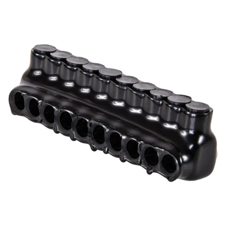 The Polaris IPL4-10 Multi-Tap Single Side Entry Connector features 10 ports sized for 4-14 AWG wires. The body is made from aluminum alloy wrapped in a layer of plastisol insulation. Each port is pre-loaded with an oxide inhibitor, with removable access plugs over the hex screws used to tighten the connections. Installs with a hex key and torque wrench, without any tape or additional supplies. Designed for use in a wide range of splicing applications, including installation in cable trays, panel boards, ducts, raceways or troughs.