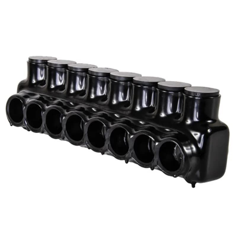 NSI Industries IPL500-8 - The Polaris IPL500-8 Multi-Tap Single Side Entry Connector features 8 ports sized for 500 MCM - 4 AWG wires. The body is made from aluminum alloy wrapped in a layer of plastisol insulation. Each port is pre-loaded with an oxide inhibitor, with removable access plugs over the hex screws used to tighten the connections. Installs with a hex key and torque wrench, without any tape or additional supplies. Designed for use in a wide range of splicing applications, including installation in cable trays, panel boards, ducts, raceways or troughs.
