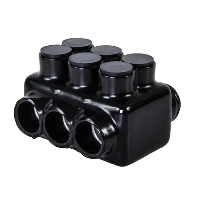 NSI Industries IPLDH750-3 - The Polaris IPLDH750-3 Multi-Tap Dual-Sided Entry Connector features 3 ports sized for 750 - 250 MCM wires. The heavy-duty body is made from aluminum alloy wrapped in a layer of plastisol insulation. Each dual-sided port is pre-loaded with an oxide inhibitor, with removable access plugs over the hex screws used to tighten the connections. Each port has two pressure screws to ensure the best connection possible in demanding applications. Installs with a hex key and torque wrench, without any tape or additional supplies. Designed for use in a wide range of splicing applications, including installation in cable trays, panel boards, ducts, raceways or troughs.