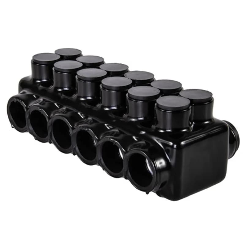 NSI Industries IPLDH750-6 - The Polaris IPLDH750-6 Multi-Tap Dual-Sided Entry Connector features 6 ports sized for 750 - 250 MCM wires. The heavy-duty body is made from aluminum alloy wrapped in a layer of plastisol insulation. Each dual-sided port is pre-loaded with an oxide inhibitor, with removable access plugs over the hex screws used to tighten the connections. Each port has two pressure screws to ensure the best connection possible in demanding applications. Installs with a hex key and torque wrench, without any tape or additional supplies. Designed for use in a wide range of splicing applications, including installation in cable trays, panel boards, ducts, raceways or troughs.