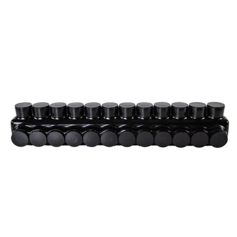 The Polaris IPLD3/0-12 Multi-Tap Dual-Sided Entry Connector features 12 ports sized for 3/0 - 6 AWG wires. The body is made from aluminum alloy wrapped in a layer of plastisol insulation. Each dual-sided port is pre-loaded with an oxide inhibitor, with removable access plugs over the hex screws used to tighten the connections. Installs with a hex key and torque wrench, without any tape or additional supplies. Designed for use in a wide range of splicing applications, including installation in cable trays, panel boards, ducts, raceways or troughs.