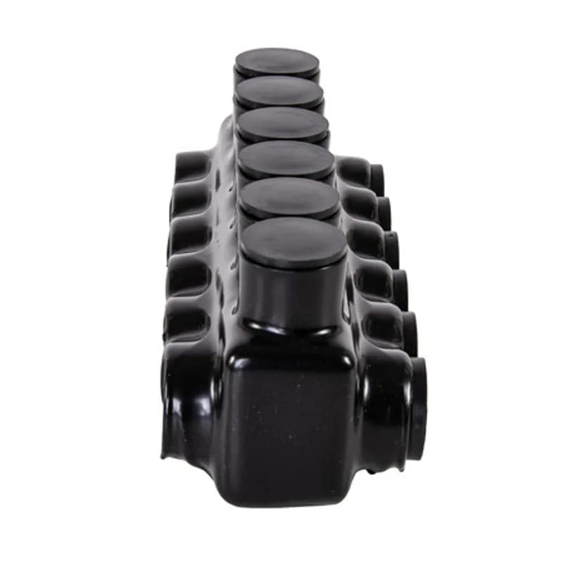 NSI Industries IPLD3/0-6 - The Polaris IPLD3/0-6 Multi-Tap Dual-Sided Entry Connector features 6 ports sized for 3/0 - 6 AWG wires. The body is made from aluminum alloy wrapped in a layer of plastisol insulation. Each dual-sided port is pre-loaded with an oxide inhibitor, with removable access plugs over the hex screws used to tighten the connections. Installs with a hex key and torque wrench, without any tape or additional supplies. Designed for use in a wide range of splicing applications, including installation in cable trays, panel boards, ducts, raceways or troughs.