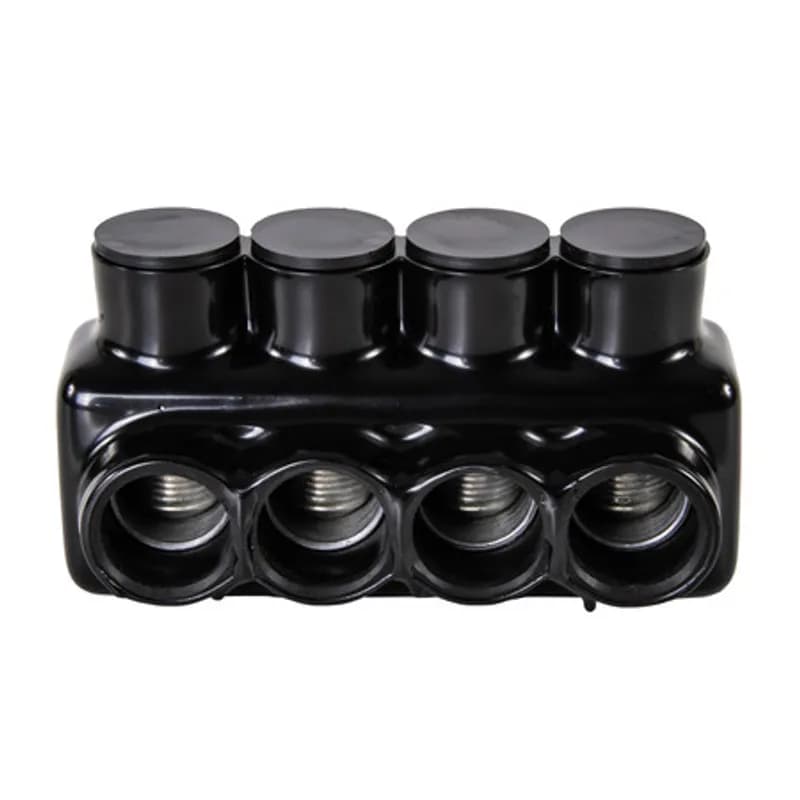 The Polaris IPLD3/0-4 Multi-Tap Dual-Sided Entry Connector features 4 ports sized for 3/0 - 6 AWG wires. The body is made from aluminum alloy wrapped in a layer of plastisol insulation. Each dual-sided port is pre-loaded with an oxide inhibitor, with removable access plugs over the hex screws used to tighten the connections. Installs with a hex key and torque wrench, without any tape or additional supplies. Designed for use in a wide range of splicing applications, including installation in cable trays, panel boards, ducts, raceways or troughs.
