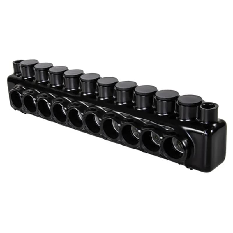 NSI Industries IPLMD500-10 - The Polaris IPLMD500-10 Multi-Tap Mountable Dual-Sided Entry Connector features 10 ports sized for 500 MCM - 4 AWG wires. Mounting holes on either side of the connector allow for direct mounting to troughs, panels or wireways with 1/4â€ bolts. The body is made from aluminum alloy wrapped in a layer of plastisol insulation. Each dual-sided port is pre-loaded with an oxide inhibitor, with removable access plugs over the hex screws used to tighten the connections. Installs with a hex key and torque wrench, without any tape or additional supplies. Designed for use in a wide range of splicing applications, including installation in cable trays, panel boards, ducts, raceways or troughs.