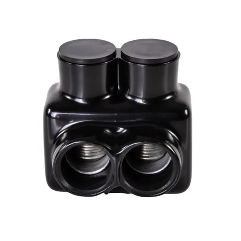 The Polaris IT-250 Multi-Tap Dual-Side Entry Connector features 2 ports sized for 250 MCM to 6 AWG wires. The body is made from aluminum alloy wrapped in a layer of plastisol insulation. Each port is pre-loaded with an oxide inhibitor, with removable access plugs over the hex screws used to tighten the connections. Dual rated for use with copper or aluminum cables. Installs with a hex key and torque wrench, without any tape or additional supplies. Designed for use in a wide range of splicing applications, including installation in cable trays, panel boards, ducts, raceways or troughs.