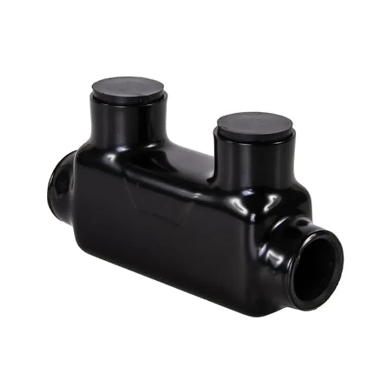 The Polaris ISR-1/0 Multi-Tap In-Line Entry Connector features 2 ports sized for 1/0 - 14 AWG wires. The body is made from aluminum alloy wrapped in a layer of plastisol insulation. Each port is pre-loaded with an oxide inhibitor, with removable access plugs over the hex screws used to tighten the connections. Installs with a hex key and torque wrench, without any tape or additional supplies. Designed for use in a wide range of splicing applications, including installation in cable trays, panel boards, ducts, raceways or troughs.
