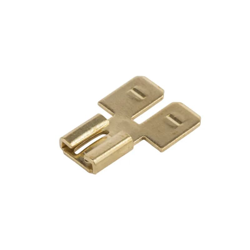 Uninsulated Male Female Adapters Stud Size 0.250 - 15 Count Uninsulated Male Female Adapters have a similar tongue style to a spade. Block spades have longer, flatter sides designed for use in terminal blocks. Electro tin plated copper with brazed seam, easy-entry Nylon. 600V, 105 degress C. FEATURES: STYLE: Male Female Adapter MATERIAL: Tin Plated Copper QUANTITY: 15 Count STUD SIZE: .250 x .032 BRAND EQUIVALENT: Ideal 83-9801