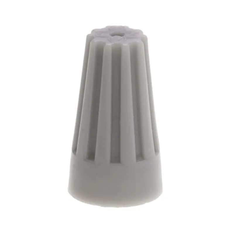 The Easy-Twist WC-G-SJ 300-Count Jar of Standard-Style Grey Wire Connectors are designed for use on copper wires in the 22-14 AWG size range. They’re made of flame-retardant thermoplastic rated for a maximum temperature of 105˚ Celsius (221˚ Fahrenheit). The quick-grip square spring design grips in fewer twists and can dead-end a single wire, while the ergonomic ribbed texture makes them easy to twist. Their compact design is useful for applications in tight areas or anywhere else you need to connect wires.