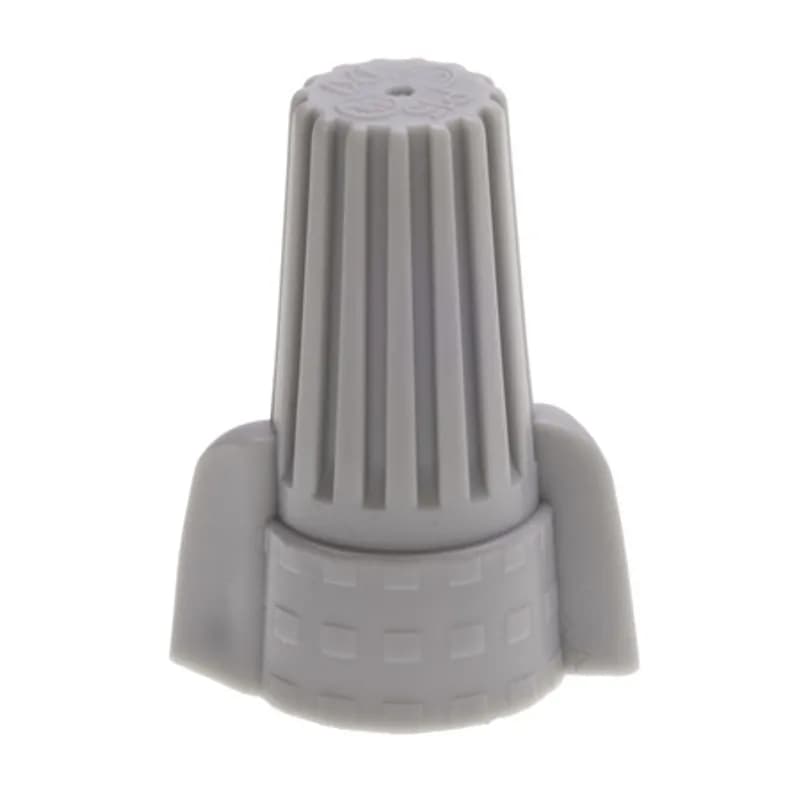 The Easy-Twist WWC-G-SJ 50-Count Small Jar of Grey Winged Wire Connectors are designed for use on copper wires in the 18-8 AWG size range. They’re made of flame-retardant thermoplastic rated for a maximum temperature of 105˚ Celsius (221˚ Fahrenheit). The quick-grip square spring design grips in fewer twists and can dead-end a single wire, while the ergonomic swept-back wing design and ribbed texture makes them easy to twist. Their compact design is useful for applications in tight areas or anywhere else you need to connect wires.