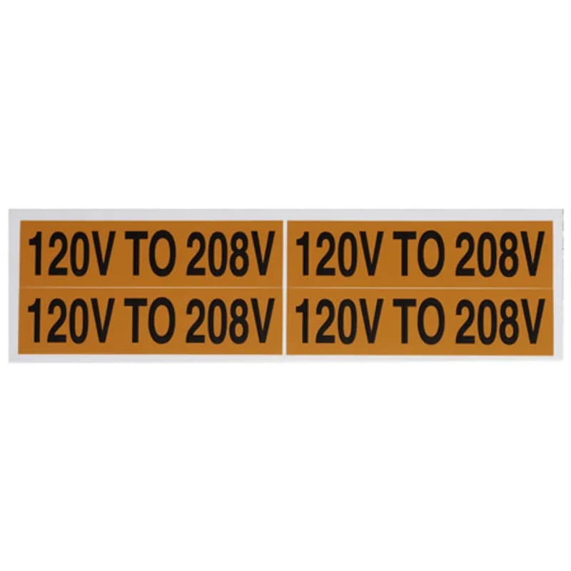 Voltage Markers 120 V To 208V, 4ea. 4.5x1.125"