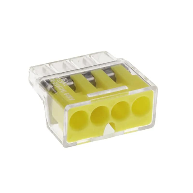 NSI Industries PIWC-4-C - The Easy-Twist PIWC-4-C 75-Count Carton of Clear Push-In Wire Connectors are designed for use on four solid or stranded wires in the 22-12 AWG size range. Theyâ€™re made from flame-retardant thermoplastic and rated for an operating temperature range of -30Ëš to 105Ëš Celsius (-40Ëš to 221Ëš Fahrenheit). The push-in design uses two blades to form secure and fast connections between wires without any twisting or taping. Their compact in-line design is useful for applications in tight areas or anywhere else you need to connect wires.