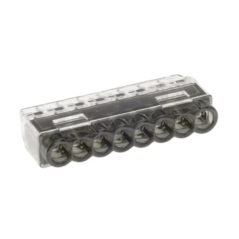 The Easy-Twist PIWC-8-C 40-Count Carton of Grey Push-In Wire Connectors are designed for use on eight solid or stranded wires in the 22-12 AWG size range. They’re made from flame-retardant thermoplastic and rated for an operating temperature range of -30˚ to 105˚ Celsius (-40˚ to 221˚ Fahrenheit). The push-in design uses two blades to form secure and fast connections between wires without any twisting or taping. Their compact in-line design is useful for applications in tight areas or anywhere else you need to connect wires.