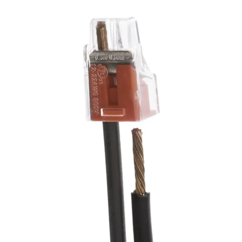 The Easy-Twist PIWC-2-B 500-Count Bag of Red Push-In Wire Connectors are designed for use on two solid or stranded wires in the 22-12 AWG size range. They’re made from flame-retardant thermoplastic and rated for an operating temperature range of -30˚ to 105˚ Celsius (-40˚ to 221˚ Fahrenheit). The push-in design uses two blades to form secure and fast connections between wires without any twisting or taping. Their compact in-line design is useful for applications in tight areas or anywhere else you need to connect wires.