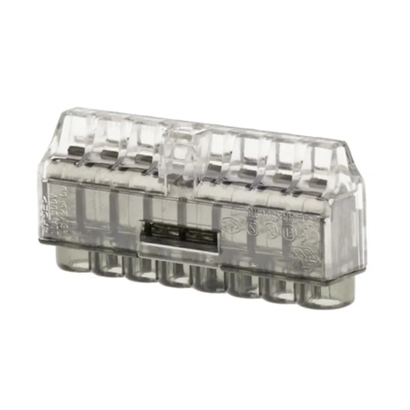 The Easy-Twist PIWC-8-B 200-Count Bag of Grey Push-In Wire Connectors are designed for use on eight solid or stranded wires in the 22-12 AWG size range. They’re made from flame-retardant thermoplastic and rated for an operating temperature range of -30˚ to 105˚ Celsius (-40˚ to 221˚ Fahrenheit). The push-in design uses two blades to form secure and fast connections between wires without any twisting or taping. Their compact in-line design is useful for applications in tight areas or anywhere else you need to connect wires.