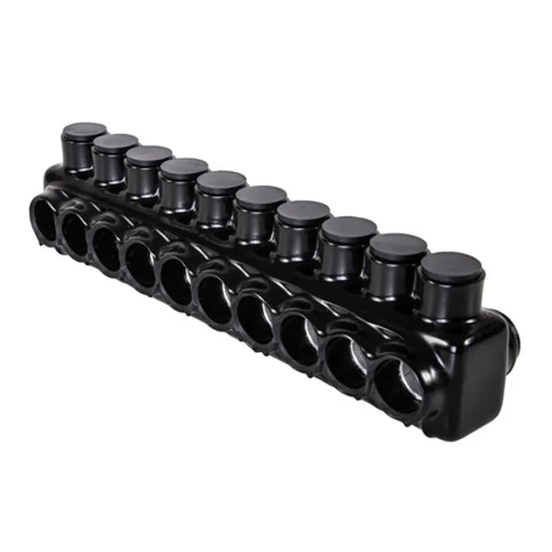 NSI Industries IPLD600-10 - The Polaris IPLD600-10 Multi-Tap Dual-Sided Entry Connector features 10 ports sized for 600 MCM - 6 AWG wires. The body is made from aluminum alloy wrapped in a layer of plastisol insulation. Each dual-sided port is pre-loaded with an oxide inhibitor, with removable access plugs over the hex screws used to tighten the connections. Installs with a hex key and torque wrench, without any tape or additional supplies. Designed for use in a wide range of splicing applications, including installation in cable trays, panel boards, ducts, raceways or troughs.