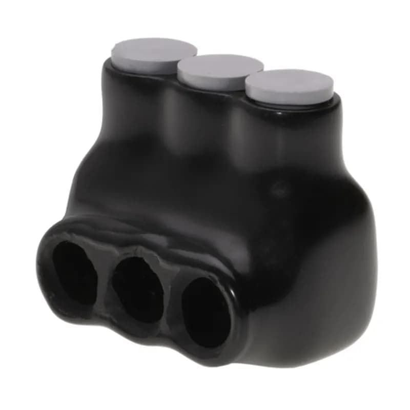 NSI Industries IPLG6-3 - The Polaris IPLG6-3 Grey Multi-Tap Single Side Entry Connector features 3 ports sized for 6 - 14 AWG wires. The body is made from aluminum alloy wrapped in a layer of plastisol insulation. Each port is specially designed for fine-stranded copper wires with a pre-installed tin plated copper ferule that collapses as the screw is tightened to form a strong connection with fine-stranded wires. Removable access plugs cover the hex screws used to tighten the connections. Installs with a hex key and torque wrench, without any tape or additional supplies. Designed for use in a wide range of splicing fine-stranded wire applications, including installation in cable trays, troughs, wire-ways, raceways, ducts and motor junction boxes.