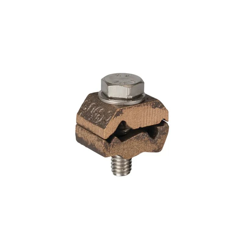 NSI Industries RC38 - The NSI RC38 Heavy Duty Rebar Ground Clamp with Adapter and Screw grips on 3/8" rebar for heavy-duty wire grounding in harsh outdoor environments. The lay-in style clamp allows for continuous loop wiring and will fit conductors in the range of 8 to 6 SOL. Additionally, the stainless-steel hardware and cast silicon bronze clamp body are made from tough, high-quality metals that provide durable performance in the harshest outdoor environments. UL Listed for direct burial, use this clamp to ground copper wire in any commercial, industrial or maintenance application where ground wiring needs to be connected to rebar. cULus Listed 467 for Grounding and Bonding/Direct Bury. Stock products you can rely onâ€”stock NSI.
