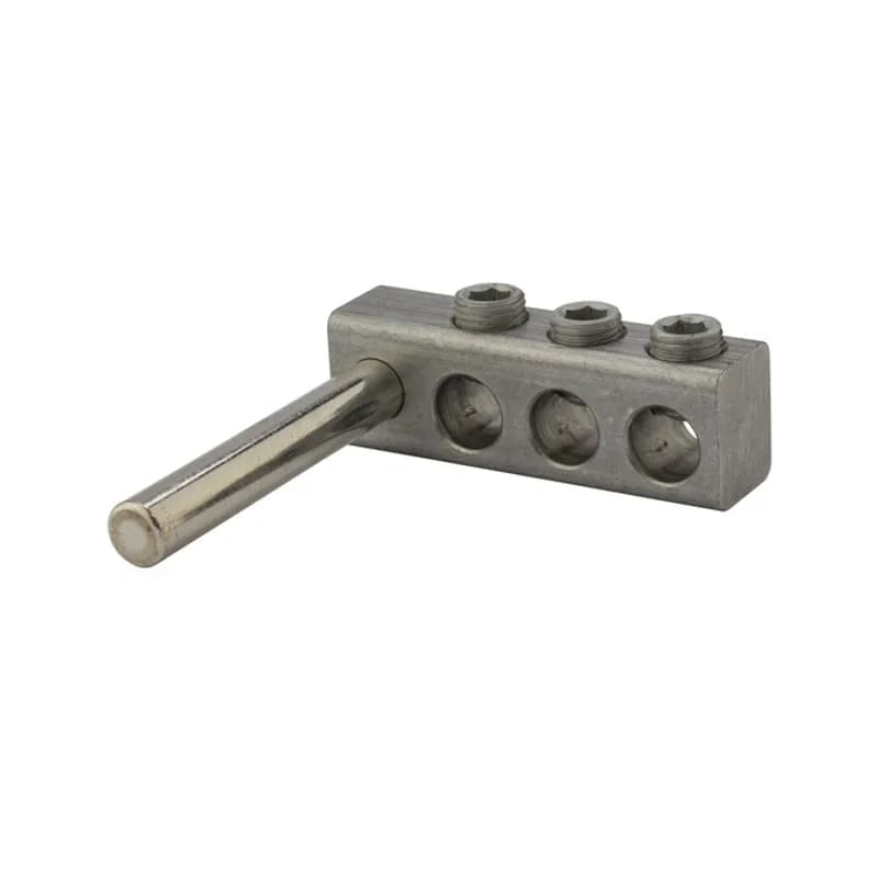 NSI Industries TS250-3 - 3 Port Aluminum Dual Rated Transformer Stud Connector 250 MCM -6 AWG Aluminum dual rated transformer stud connectors are versatile and reusable set screw connectors made from 6061T-6 aluminum alloy for superior electrical and mechanical performance. Clear plated for low contact resistance- stud is tin plated copper which provides low contact resistance for connection to transformer. For use with copper and aluminum conductors. Meets or exceeds ANSI C119.4 Class A. Rated 600V. Temperature rating 90 degrees C.