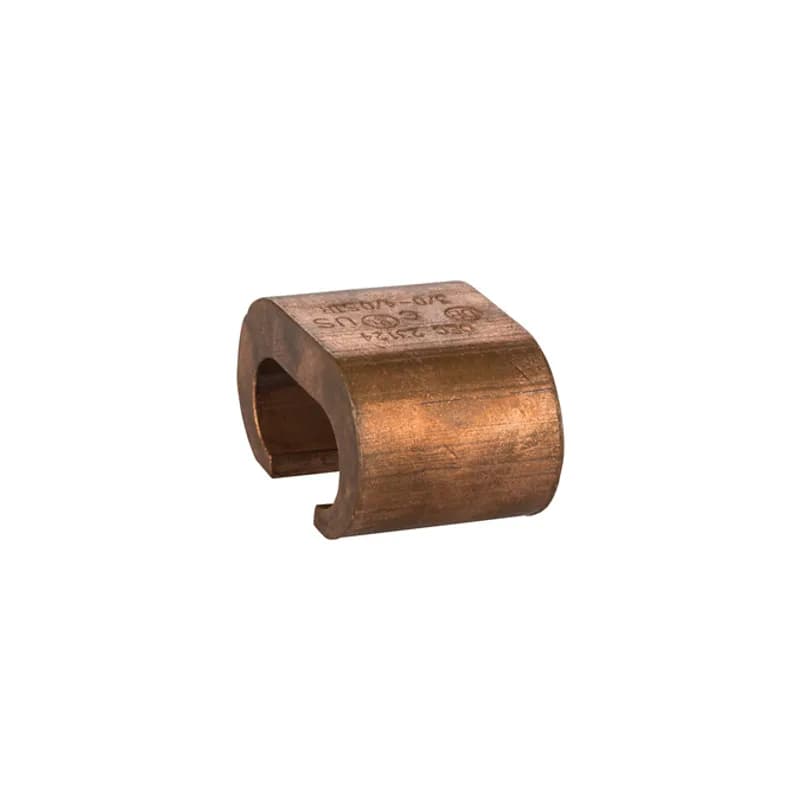 NSI Industries CTH-4040 - Heavy Duty Copper C Tap for 3/0 to 4/0 AWG APPLICATIONS: Copper "C" Taps are range-taking compression connectors made from high conductivity copper alloy. Ideal for making tap or parallel copper connections from 8 SOL to 4/0 STR conductors. Provides consistent reliability with heavy wall construction that prevents relaxation of the joint after installation. Installation time is reduced because of its "C" shape. UL CU486A, 467 suitable for direct burial and CSA rated Electrical and Grounding.
