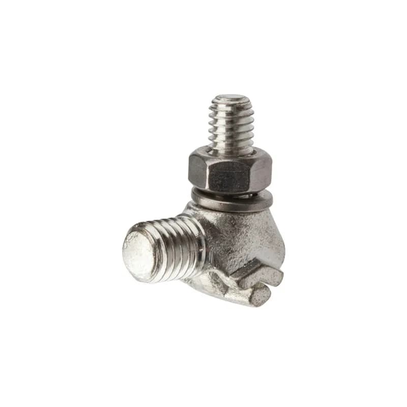 Use the NSI TGE-1 Two-Way Basket Ground Clamp to ground electrical connections in distribution/pole transformers. This clamp is cast from high conductivity copper alloy and comes with cast bronze eyebolts, both of which are high strength and guarantee durable performance when grounding transformers in harsh environments. Strong stainless-steel nuts and lockwashers are standard on all two-way basket ground clamps. TGE series ground clamps may be tightened to the transformer by using a wrench on the body. Two-way basket ground clamps are available with a tin plate by adding suffix ‘TN’ for additional corrosion resistance in the field. Use the TGE-1 when running ground wire in the range of 10 SOL to 1 STR. Stock products you can rely on—stock NSI.
