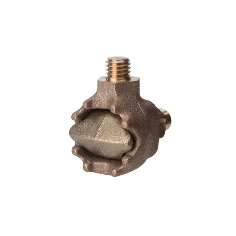 Use the NSI HTGE-250 Two-Way Basket Ground Clamp to ground electrical connections in distribution/pole transformers. This clamp is cast from high conductivity copper alloy and comes with cast bronze eyebolts, both of which are high strength and guarantee durable performance when grounding transformers in harsh environments. Strong stainless-steel nuts and lockwashers are standard on all two-way basket ground clamps. Additionally, the flat surface acts as a seal to the tank. HTGE series ground clamps provide a hex or square shoulder for wrench tightening and come tin plated by adding the suffix â€˜TNâ€™ for additional corrosion resistance. Use the HTGE-250 when running ground wire in the range of 6 SOL to 250 MCM. Stock products you can rely onâ€”stock NSI.