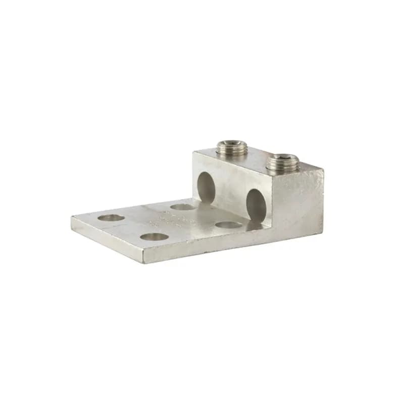 2 Port Aluminum Dual Rated Transformer Lug 350 MCM - 6 AWG - 4 Mounting Holes Aluminum Dual Rated Transformer Lugs are versatile and reuseable set screw connectors made of 6061T-6 aluminum alloy for superior electrical and mechanical performance. Two set screws per wire hole ensure an exceptional connection. Electro-tin plated for low resistance. For use with copper or aluminum conductors. Mounting hole spacing is NEMA 1-3/4". Meets or exceeds ANSI C119.4 Class A. Rated 600 Volts. Temperature Rating 90 degrees C.