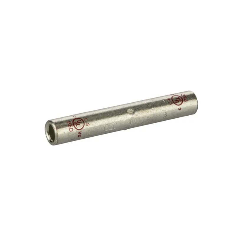 NSI Industries C-8 - Long Barrel TinnedCopperSplice8 AWG Long Barrel Tinned CopperSplices is a type of copper compression connector that is produced from high conductivity copper tubing. They are tin-plated to provide corrosion resistance and are marked with die index and color coded for easy reference. Listed for 35KV maximum when properly installed.