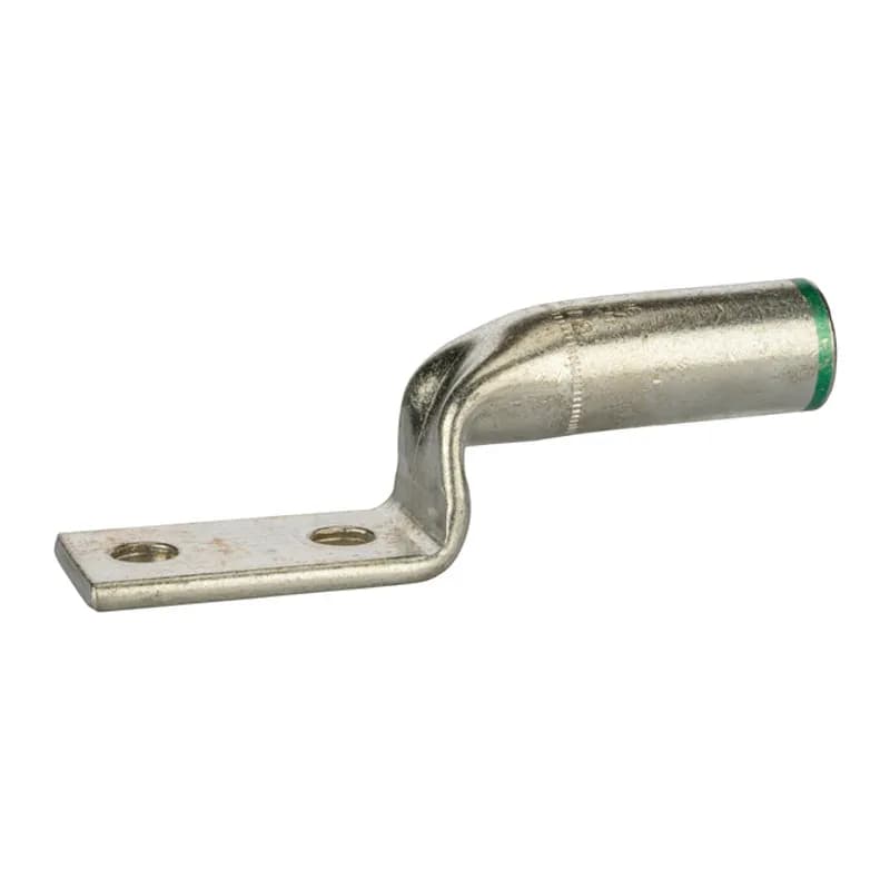 2 Hole Long Barrel Copper Stacked Compression Lug 600 MCM - 1/2" Bolt Long Barrel Copper Stacked Compression Lugs is a type of copper compression connector that is produced from high conductivity copper tubing. They are designed for use with the L-N Series. They are tin-plated to provide corrosion resistance and are marked with die index and color coded for easy reference.