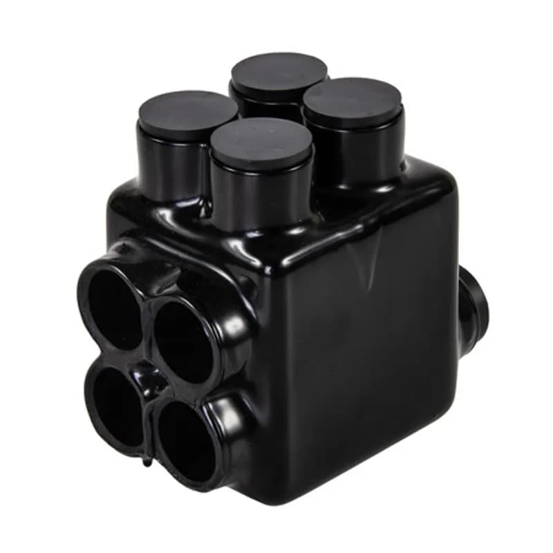 NSI Industries IPLDS500-4 - The Polaris IPLDS500-4 Multi-Tap Dual-Sided Entry Connector features 4 ports sized for 500 MCM - 4 AWG wires. The body is made from aluminum alloy wrapped in a layer of plastisol insulation. One side features stacked ports, with double-sided ports on the bottom for greater flexibility. Each port is pre-loaded with an oxide inhibitor, with removable access plugs over the hex screws used to tighten the connections. Installs with a hex key and torque wrench, without any tape or additional supplies. Designed for use in a wide range of tight-fitting splicing applications, including installation in small wire ways or panels.