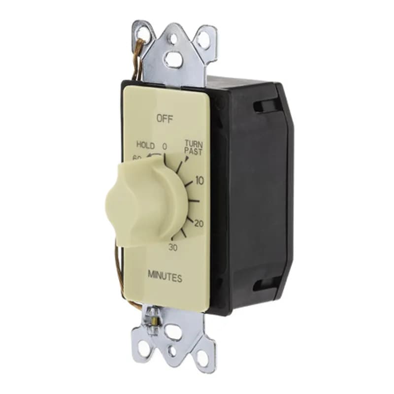 The TORK A560MH 60-Minute Spring-Wound In-Wall Twist Timer with an ivory faceplate is designed to control a variety of indoor appliances and lights. Automate your home or office to save energy and money using the simple twist knob and reliable mechanical timekeeping. Features a hold setting to remain in the on position and fits into a standard electrical box for in-wall mounting. Designed for indoor loads such as lights, whole house fans, air compressors, water heaters or motors.