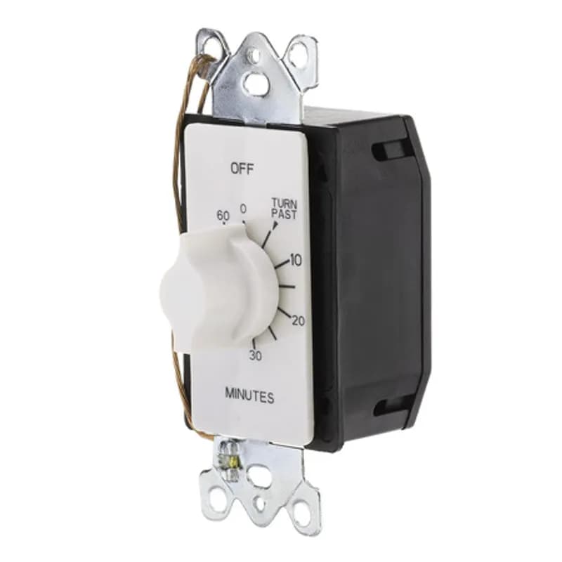 The TORK A560MW 60-Minute Spring-Wound In-Wall Twist Timer with a white faceplate is designed to control a variety of indoor appliances and lights. Automate your home or office to save energy and money using the simple twist knob and reliable mechanical timekeeping. Fits into a standard electrical box for in-wall mounting. Designed for indoor loads such as lights, whole house fans, air compressors, water heaters or motors.
