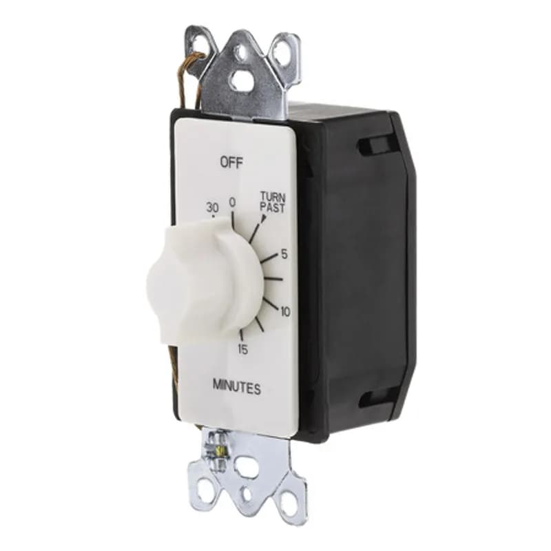 The TORK A530MW 30-Minute Spring-Wound In-Wall Twist Timer with a white faceplate is designed to control a variety of indoor appliances and lights. Automate your home or office to save energy and money using the simple twist knob and reliable mechanical timekeeping. Fits into a standard electrical box for in-wall mounting. Designed for indoor loads such as lights, whole house fans, air compressors, water heaters or motors.
