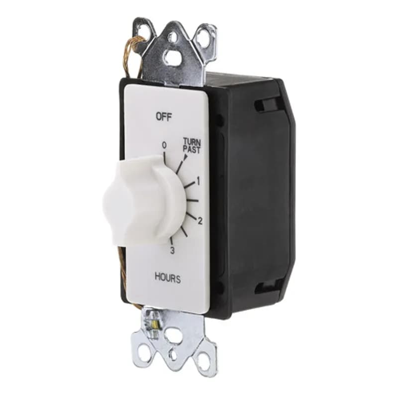 The TORK A506HW 6-Hour Spring-Wound In-Wall Twist Timer is designed to control a variety of indoor appliances and lights. Automate your home or office to save energy and money using the simple twist knob and reliable mechanical timekeeping. Features a time range of 30 minutes to 6 hours, plus it fits into a standard electrical box for in-wall mounting. Designed for indoor loads such as lights, whole house fans, air compressors, water heaters or motors.