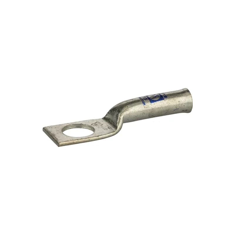 NSI Industries L638B - 1 Hole Long Barrel Copper Compression Lug for Flexible Copper Cable 6 AWG - 3/8" Bolt Compression lugs for flexible copper cables are connects that have a gentle, continuous flared end to ensure ease of cable insertion of flexible and extra flexible cables such as locomotive, welding, mining cable and more. The flared end also reduces pressure on the cable strands after installation and protects them from chafing and breakage as a result of cable movement. Tin-plated for corrosion resistance. Rated 600 volts for copper cables only. Single mounting hole.