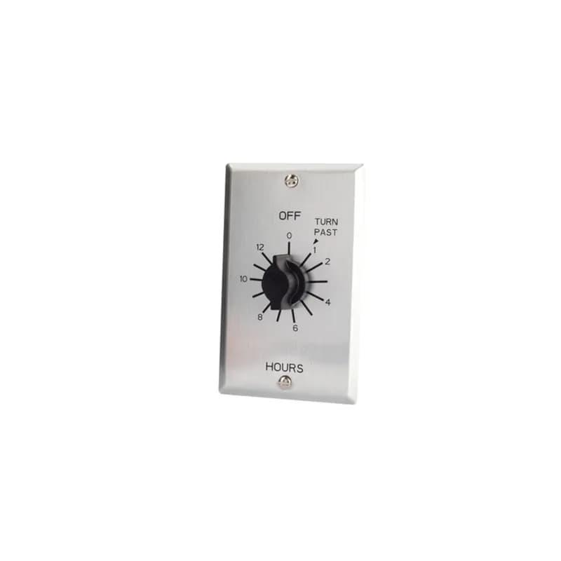 The TORK C412H 12-Hour Spring-Wound In-Wall Twist Timer with a commercial-style metal faceplate is designed to control a variety of indoor appliances, motors and lights. Automate factories, offices or other buildings to save energy and money using the simple twist knob and reliable mechanical timekeeping. Fits into a standard electrical box for in-wall mounting. Designed for DPST switch type on indoor loads such as ventilation fans, lighting, HVAC systems, motors, pumps or air compressors.