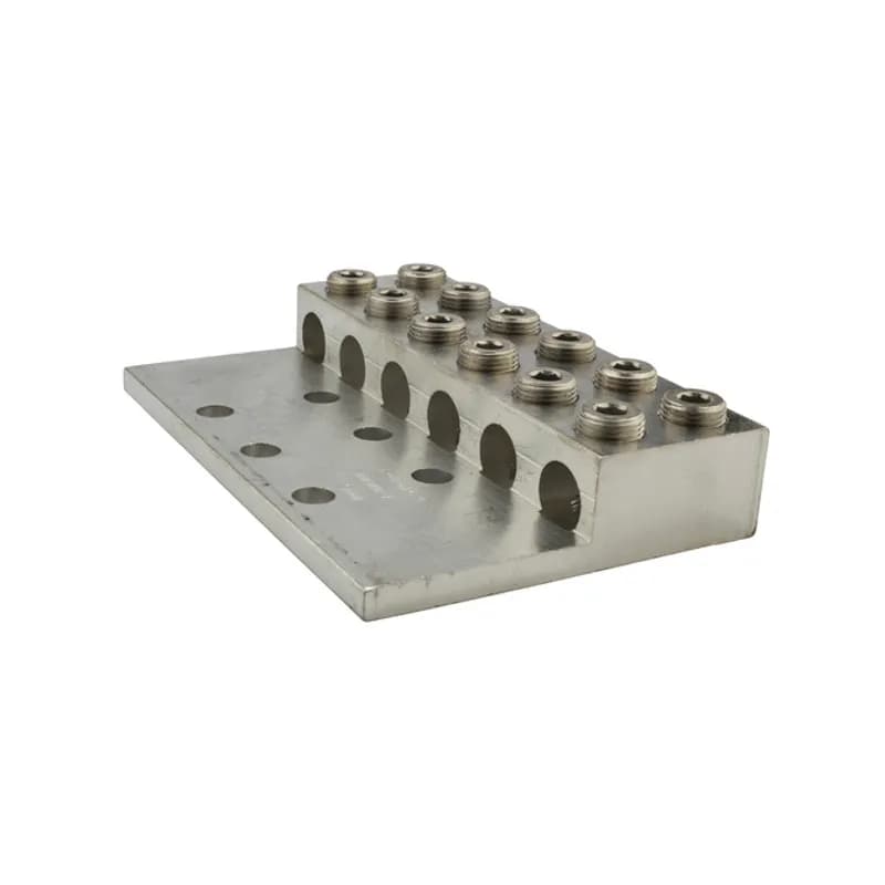 NSI Industries 6-600LL6 - 6 Port Heavy Duty Dual Rated Transformer Lug 600 MCM - 2 AWG Heavy Duty Dual Rated Transformer Lugs are versatile and reusable set screw connectors made from high strength 6061-T6 aluminum alloy for superior electrical and mechanical performance. Two set screws per wire hole ensure an exceptional connection. Electro-tin plated for low contact resistance. For use with copper or aluminum conductors. Mounting hole spacing is NEMA 1-3/4". Meets or exceeds ANSI C119.4 Class A. Rated 600V. Temperature rating 90 degrees C.