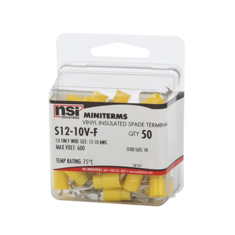 12-10 AWG Spade Terminal, 50 Pack