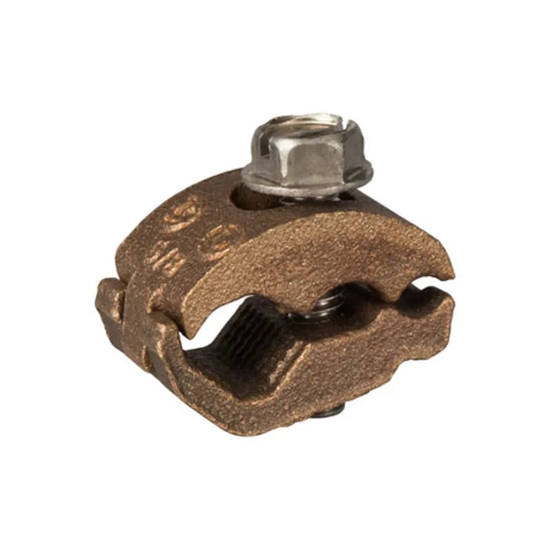 NSI Industries RC58 - The NSI RC58 Heavy Duty Rebar Ground Clamp with Adapter and Screw grips on 5/8" rebar for heavy-duty wire grounding in harsh outdoor environments. The lay-in style clamp allows for continuous loop wiring and will fit conductors in the range of 6 SOL to 2/0 STR Additionally, the stainless-steel hardware and cast silicon bronze clamp body are made from tough, high-quality metals that provide durable performance in the harshest outdoor environments. UL Listed for direct burial, use this clamp to ground copper wire in any commercial, industrial or maintenance application where ground wiring needs to be connected to rebar. UL Listed 467 for Grounding and Bonding/Direct Bury when used with conductor in the range of 4 STR to 2 STR. Stock products you can rely onâ€”stock NSI.