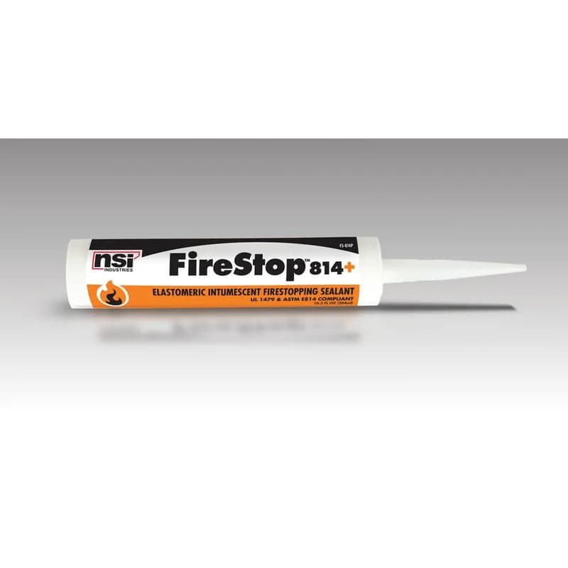 FireStop 814 Residential and Commercial Caulk - 10 Oz. APPLICATIONS: FireStop814 Fire stopping caulk is a single component, non-combustable, non-intumescent material for residential and commercial applications. Colored red for easy inspection, FireStop814 creates an effective barrier against flames, smoke and toxic gases and has superior adhesion and gunnability. FireStop 814 is for use in annular spaces around wires and pipes, in one- and two-hour fire rated assemblies. It restores the integrity of firestops in residential and commercial construction. Meets UL 1479/ ASTM-E814 standards. SIZE: 10 oz. COLOR: Red