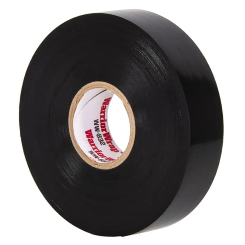 WarriorWrap WW-832 Black Vinyl Heavy Duty Electrical Tape is strong enough for professional environments and highly resistant to abrasion and corrosion. This tape is 8.5mil thick, 66ft long and has a max temperature rating of 220 degrees F. The strong adhesion helps stick to uneven surfaces. Top breaking strength and elasticity make WarriorWrap an excellent choice for splicing, insulating or marking wires.