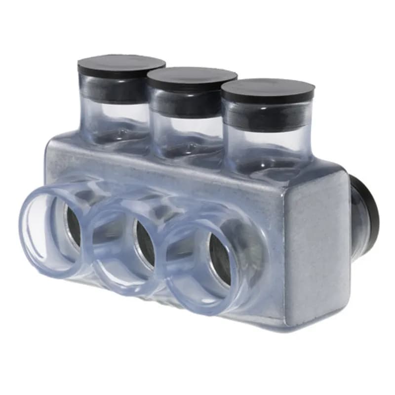 NSI Industries IPLD750-3C - The Polaris IPLD750-3C Multi-Tap Dual-Sided Entry Vision Tap Connector features 3 ports sized for 750 - 250 MCM wires. The clear body allows users to see their conductor placement and is wrapped in a layer of plastisol insulation. Each dual-sided port is pre-loaded with an oxide inhibitor, with removable access plugs over the hex screws used to tighten the connections. Installs with a hex key and torque wrench, without any tape or additional supplies. Designed for use in a wide range of splicing applications, including installation in cable trays, panel boards, ducts, raceways or troughs.