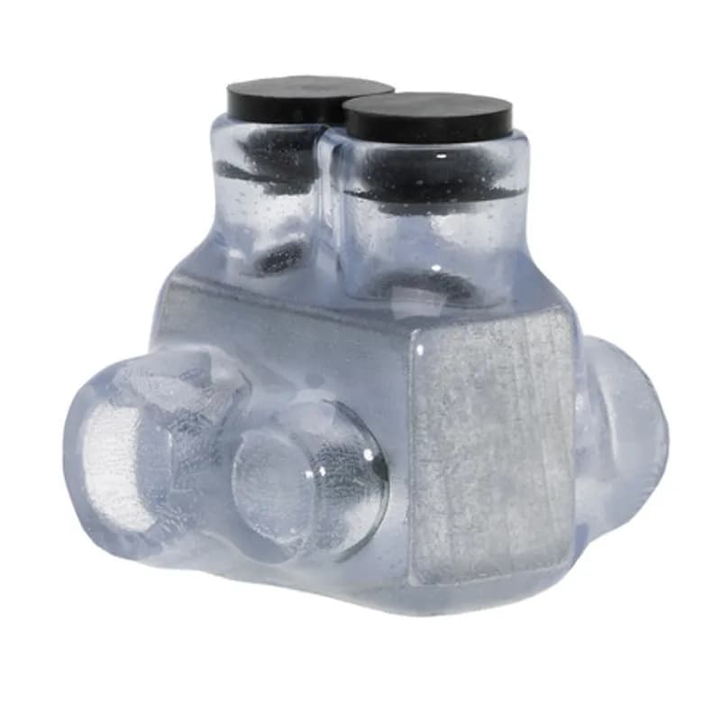 NSI Industries ITO-4C - The Polaris ITO-4C Multi-Tap Offset Dual-Side Entry Vision Tap Connector features 2 ports sized for 4 - 14 AWG wires. The clear body allows users to see their conductor placement and is wrapped in a layer of plastisol insulation. Each port is pre-loaded with an oxide inhibitor, with removable access plugs over the hex screws used to tighten the connections. Installs with a hex key and torque wrench, without any tape or additional supplies. Designed for use in a wide range of splicing applications, including installation in cable trays, panel boards, ducts, raceways or troughs.