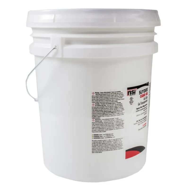 NSI Industries SCWL-5G - Slyder Clear Cable Lubricant - 5 Gallons APPLICATIONS: Slyder Clear Cable Lubricant is a superior gel lubricant that reduces surface tension on cable to the lowest level. Its excellent adherence to cable ensures maximum performance and easier pulls. It maintains its lubricity even after drying and has excellent re-wedding characteristics. Slyder is non-toxic and non-flame propagating and can be used as part of a fire retardant installation. It does not contain any aromatic or petroleum derivative. Exceptional lubricity Adheres better so it performs better Superior performance at elbows, multiple turn pulls, tight fitting pulls and higher temperature applications Retains higher lubricity when dry on the cable, making removal or repairs much easier. Recovers more than 95 percent of its original lubricity after re-wetting - even after it has been dry for extended periods Compatible with all types of cable jackets. Will no cause racking or discoloration of the cable Does no support flame - either as a gel or dried lubricant Safe. Slyder is non-toxic to humans. It is composed of ingredients that are individually listed as non-hazardous at the concentration used. Easy to clean up. Easily removed from equipment or personnel with only water. SIZE: 5 Gallons MANUFACTURER: NSi Industries